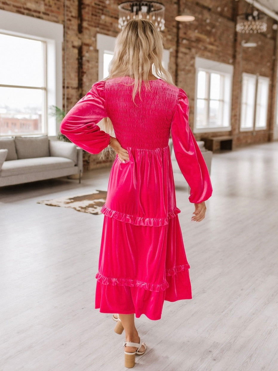 Blushing Pink Velvet Dress